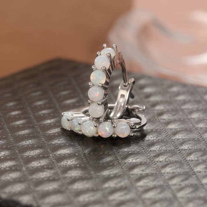 Small Hoop Synthetic Opal Treasure Earrings